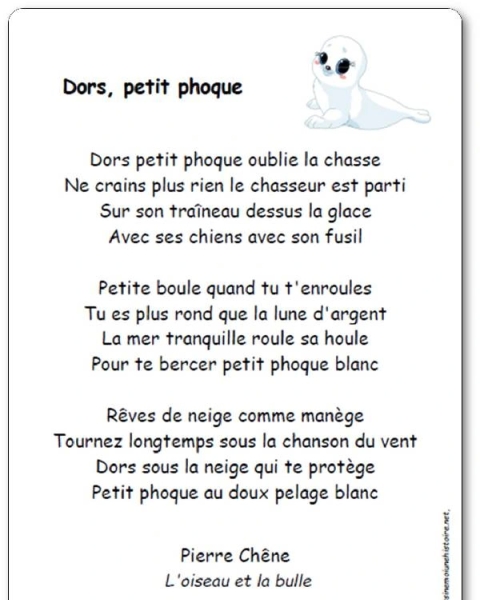 Chanson « Dors, petit phoque » de Pierre Chêne