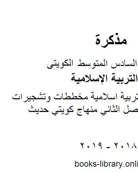 الصف السادس تربية اسلامية مخططات وتشجيرات الوحدة الثالثة الفصل الثاني منهاج كويتي حديث