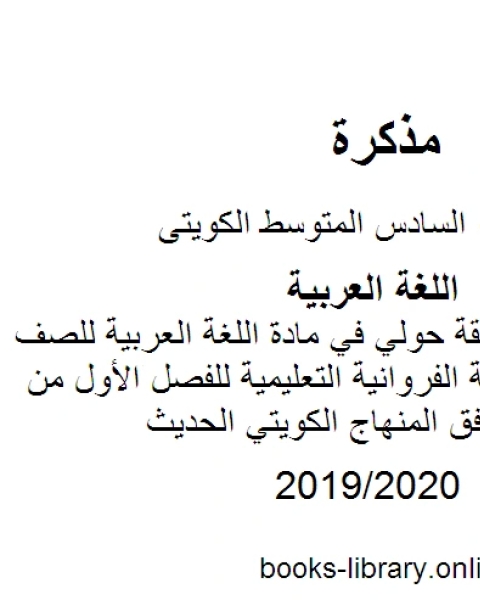 نموذج إجابة منطقة حولي في مادة اللغة العربية للصف السادس في منطقة الفروانية التعليمية للفصل الأول من العام الدراسي وفق المنهاج الكويتي الحديث